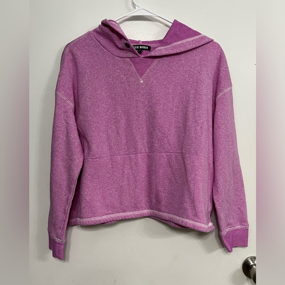 Steve Madden Heathered Lavender Hooded Sweatshirt, size large